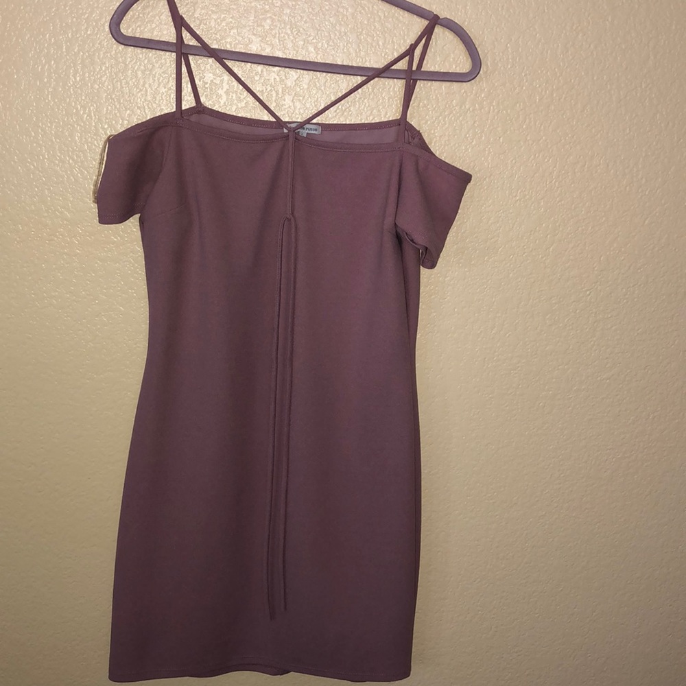Off the shoulders T strap mini dress